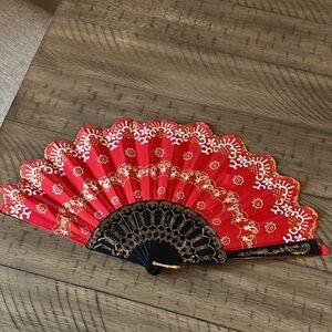 Elegant Red and Black Hand Fan